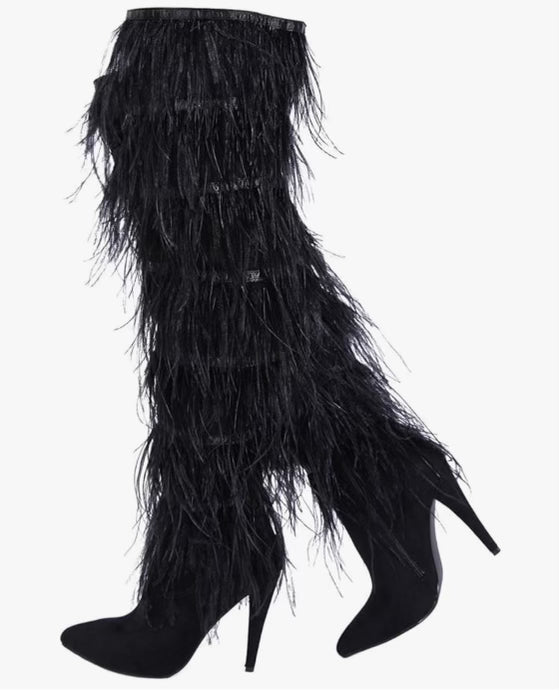 The Noir Feather Luxe Boots