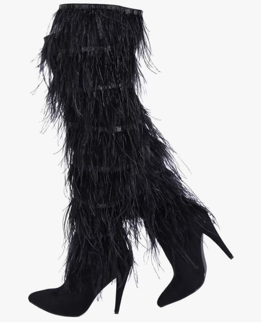 The Noir Feather Luxe Boots